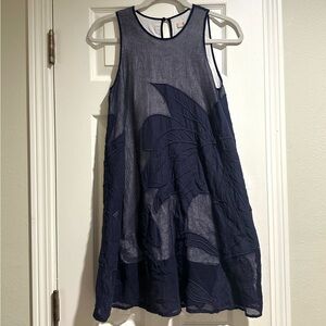 Anthropologie Hutch Navy Embroidered Flower Fishnet Swing Dress Women’s XS